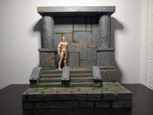 Load image into Gallery viewer, Moss Covered Mythic Style Stairs and Backdrop Action Figure Display Diorama