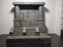 Load image into Gallery viewer, Moss Covered Mythic Style Stairs and Backdrop Action Figure Display Diorama