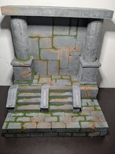 Load image into Gallery viewer, Moss Covered Mythic Style Stairs and Backdrop Action Figure Display Diorama