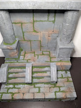 Load image into Gallery viewer, Moss Covered Mythic Style Stairs and Backdrop Action Figure Display Diorama