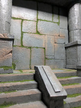 Load image into Gallery viewer, Moss Covered Mythic Style Stairs and Backdrop Action Figure Display Diorama