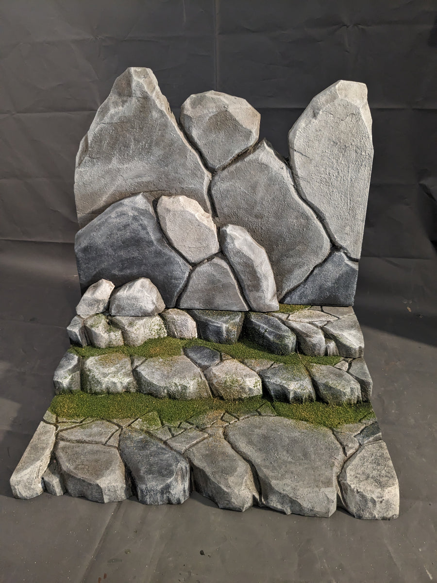 Modular Grass and Stone Riser/Backdrop Action Figure Display Diorama ...