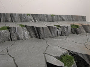 3 Tiered Stone Riser with Grass Action Figure Display Diorama