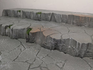 3 Tiered Stone Riser with Grass Action Figure Display Diorama
