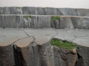 3 Tiered Stone Riser with Grass Action Figure Display Diorama