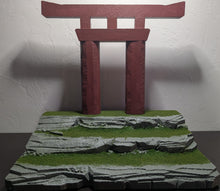 Load image into Gallery viewer, 3 Tiered Stone and Grass Riser with Japanese Arch Action Figure Display Diorama
