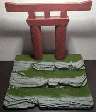 Load image into Gallery viewer, 3 Tiered Stone and Grass Riser with Japanese Arch Action Figure Display Diorama
