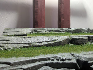 3 Tiered Stone and Grass Riser with Japanese Arch Action Figure Display Diorama