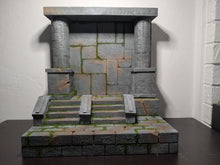 Load image into Gallery viewer, Moss Covered Mythic Style Stairs and Backdrop Action Figure Display Diorama
