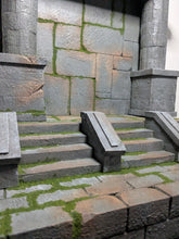 Load image into Gallery viewer, Moss Covered Mythic Style Stairs and Backdrop Action Figure Display Diorama
