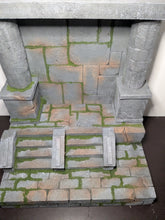 Load image into Gallery viewer, Moss Covered Mythic Style Stairs and Backdrop Action Figure Display Diorama
