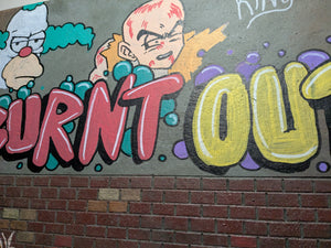 Burnt Out Graffiti Covered City Wall Action Figure Display Diorama