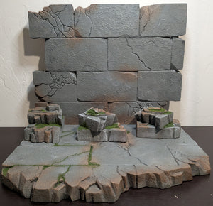 5 Piece Castle Wall and Rubble Action Figure Display Diorama
