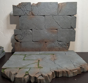5 Piece Castle Wall and Rubble Action Figure Display Diorama