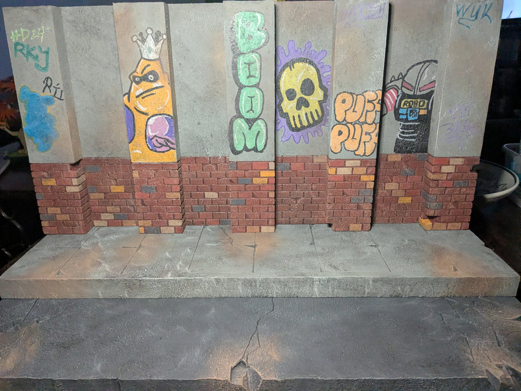 Graffiti Covered Alleyway Bookcase Action Figure Display Diorama
