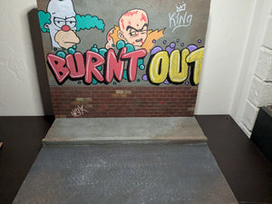 Burnt Out Graffiti Covered City Wall Action Figure Display Diorama