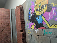 Load image into Gallery viewer, Urban Back Alley with Rapping Dog Graffiti Action Figure Display Diorama
