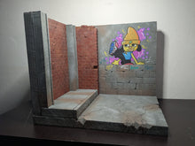 Load image into Gallery viewer, Urban Back Alley with Rapping Dog Graffiti Action Figure Display Diorama
