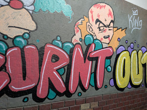 Burnt Out Graffiti Covered City Wall Action Figure Display Diorama