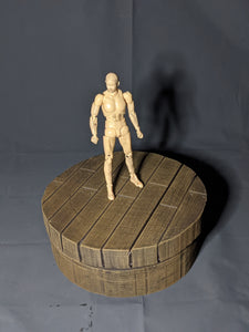 Rotating Action Figure Display Diorama (Wood Texture)